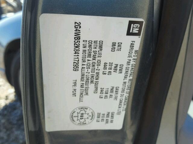 2G4WB52K841172959 - 2004 BUICK REGAL LS 灰色 照片 10