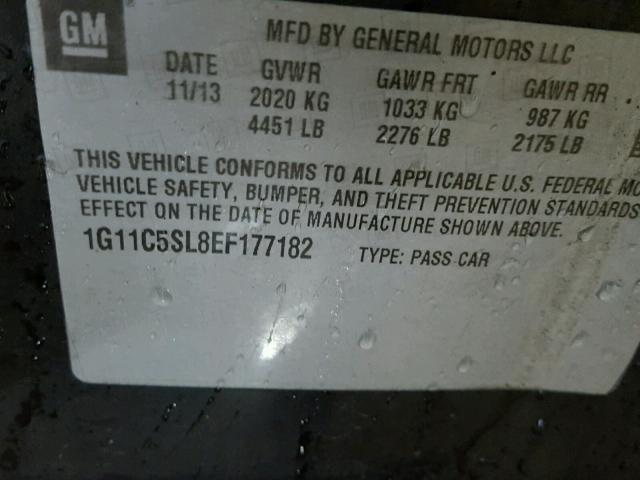 1G11C5SL8EF177182 - 2014 CHEVROLET MALIBU 1LT BLACK photo 10