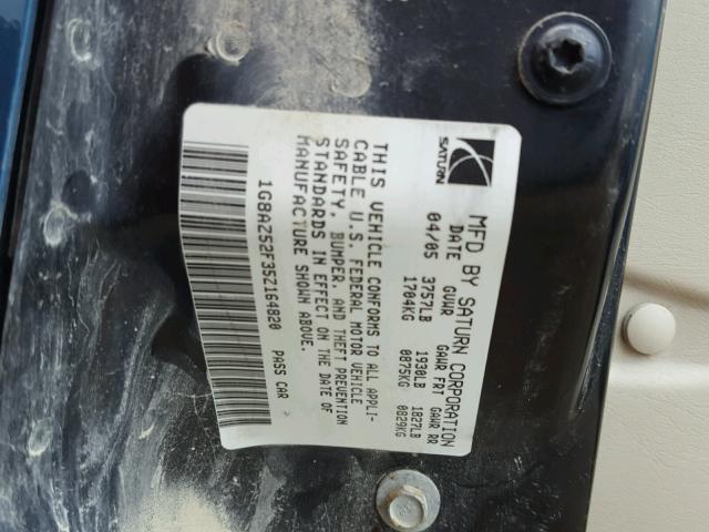 1G8AZ52F35Z164820 - 2005 SATURN ION LEVEL TURQUOISE photo 10