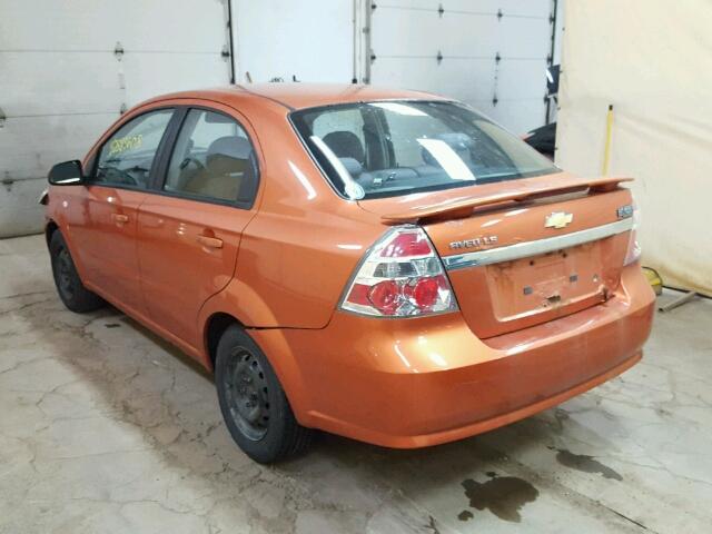 KL1TD56617B093840 - 2007 CHEVROLET AVEO BASE Pomarańczowy zdjęcie 3