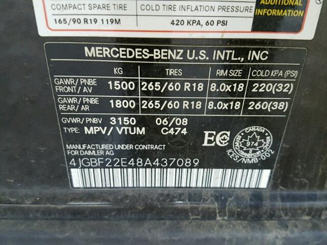 4JGBF22E48A437089 - 2008 MERCEDES-BENZ GL 320 CDI GREEN photo 10