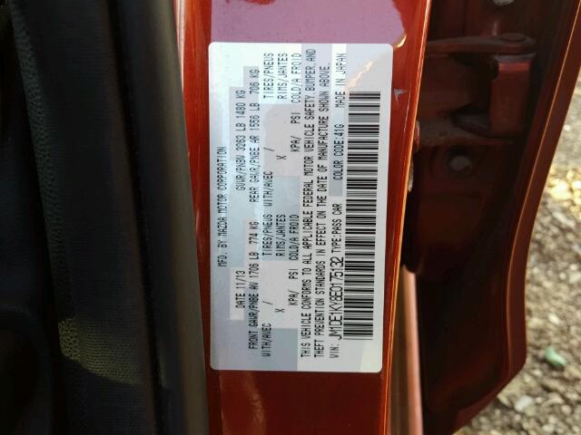 JM1DE1KY8E0175132 - 2014 MAZDA MAZDA2 SPO 栗色 照片 10