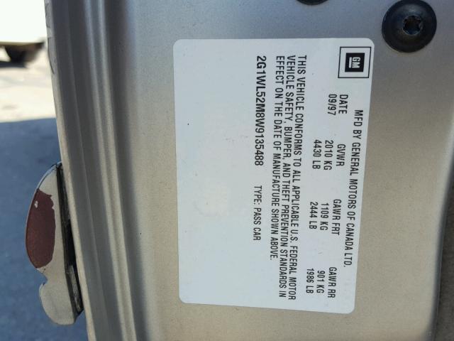 2G1WL52M8W9135488 - 1998 CHEVROLET LUMINA BAS ბეჟი ფოტო 10