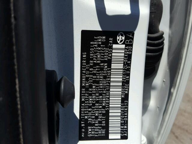 5YFBPRHE1FP263461 - 2015 TOYOTA COROLLA EC 白色 照片 10