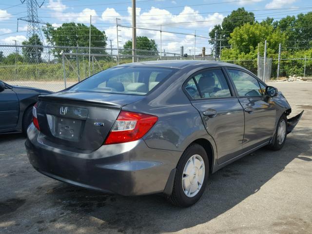 2HGFB2F67CH322535 - 2012 HONDA CIVIC HF GRAY photo 4