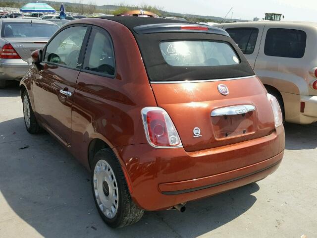 3C3CFFDR0CT100778 - 2012 FIAT 500 POP ORANGE photo 3