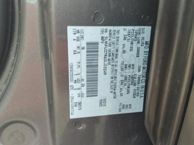 5LMFU27R63LJ35249 - 2003 LINCOLN NAVIGATOR ნაცრისფერი ფოტო 10