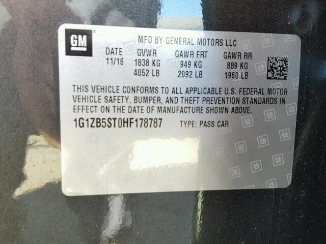 1G1ZB5ST0HF178787 - 2017 CHEVROLET MALIBU LS CHARCOAL photo 10