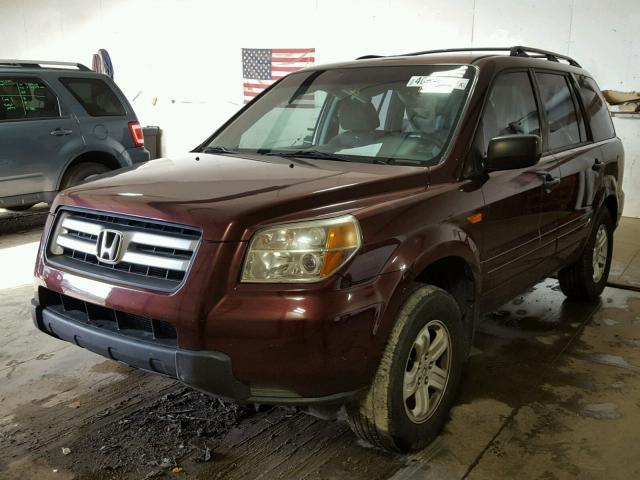 2HKYF18157H512953 - 2007 HONDA PILOT LX MAROON photo 2