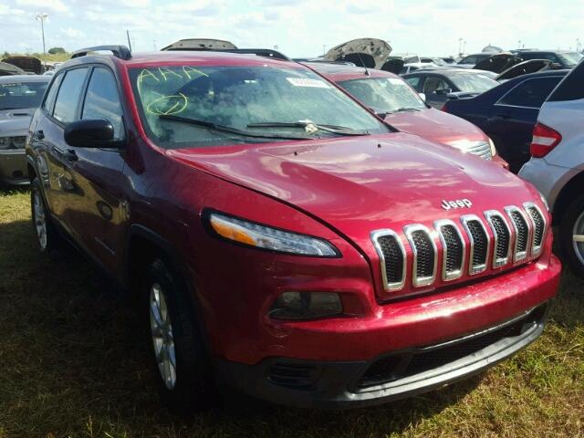 1C4PJMAB2GW120196 - 2016 JEEP CHEROKEE S MAROON photo 1