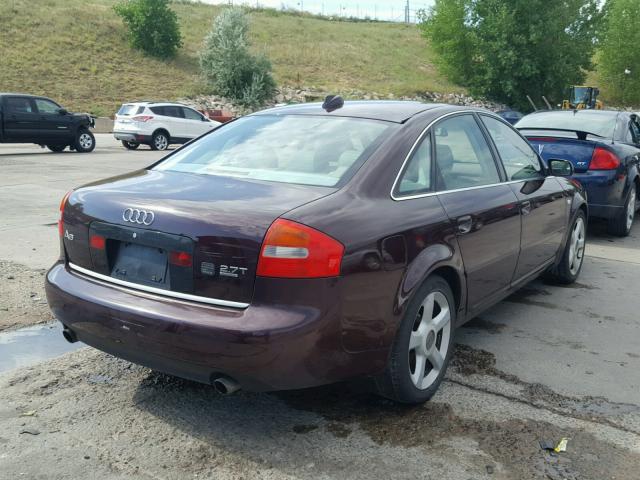 WAULD64B14N017069 - 2004 AUDI A6 2.7T QU MAROON photo 4