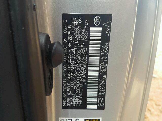 JTKJF5C7XD3063404 - 2013 TOYOTA SCION TC 银色 照片 10