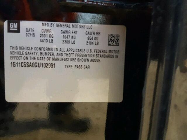 1G11C5SA0GU102991 - 2016 CHEVROLET MALIBU LIM შავი ფოტო 10
