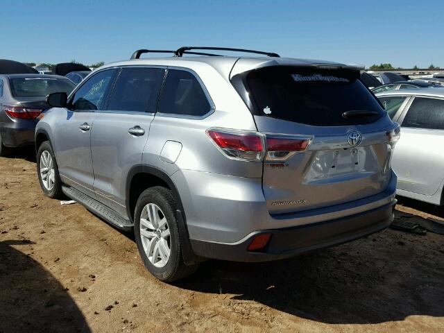 5TDZKRFH2GS146068 - 2016 TOYOTA HIGHLANDER SILVER photo 3