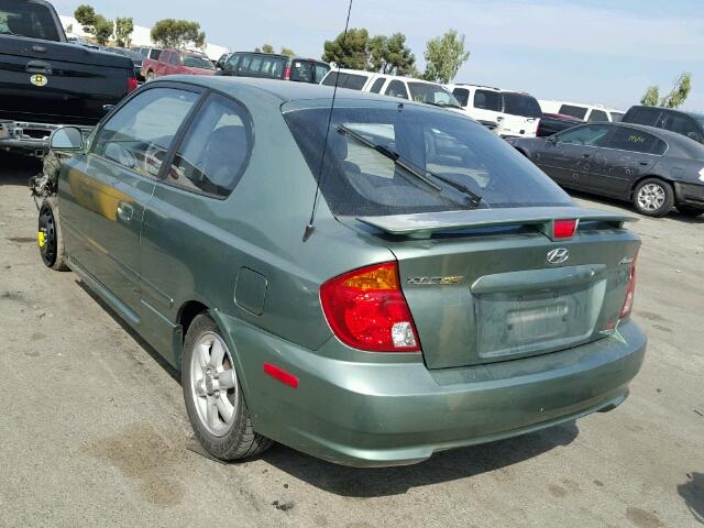 KMHCG35C75U336236 - 2005 HYUNDAI ACCENT GREEN photo 3