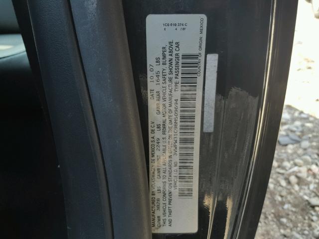 3VWPW31C98M509694 - 2008 VOLKSWAGEN NEW BEETLE შავი ფოტო 10