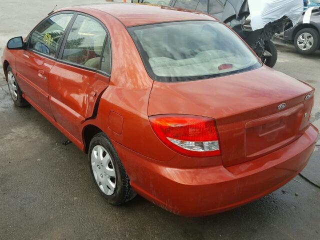 KNADC125146303831 - 2004 KIA RIO ORANGE photo 3