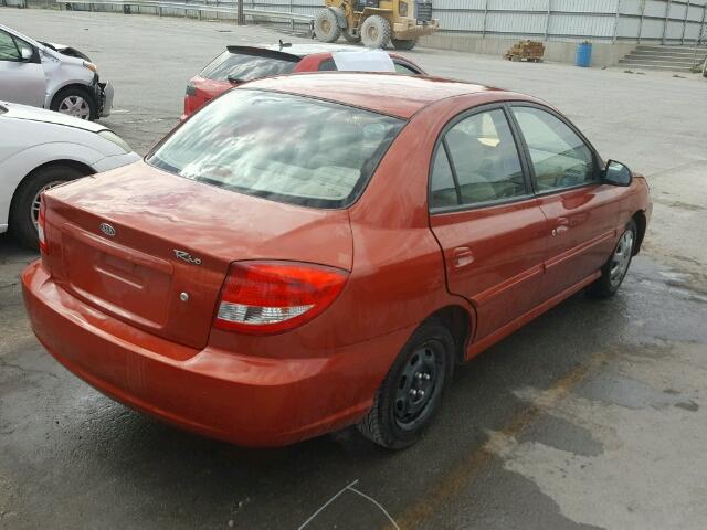 KNADC125146303831 - 2004 KIA RIO ORANGE photo 4