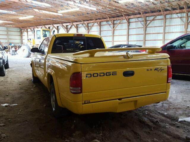 1B7GL22Z7XS223700 - 1999 DODGE DAKOTA YELLOW photo 3