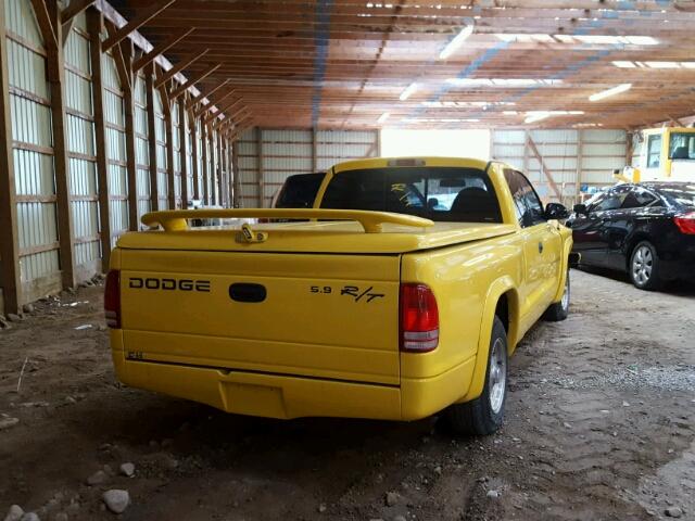 1B7GL22Z7XS223700 - 1999 DODGE DAKOTA YELLOW photo 4