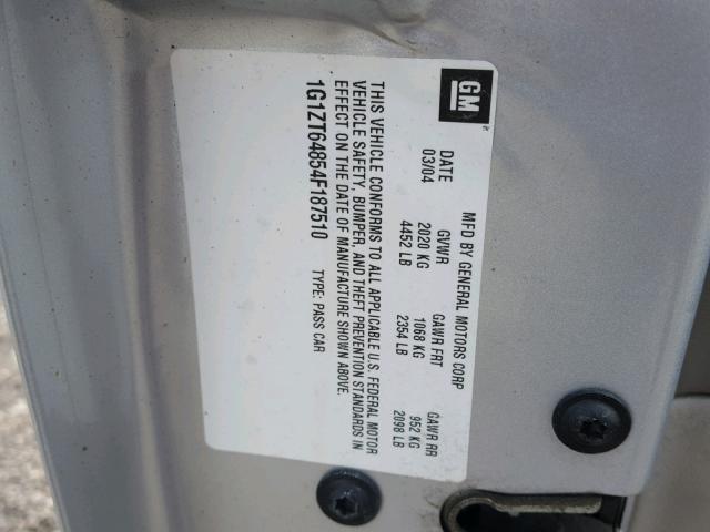 1G1ZT64854F187510 - 2004 CHEVROLET MALIBU MAX 银色 照片 10