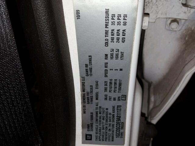 1GCDSCDE9A8111278 - 2010 CHEVROLET COLORADO L WHITE photo 10