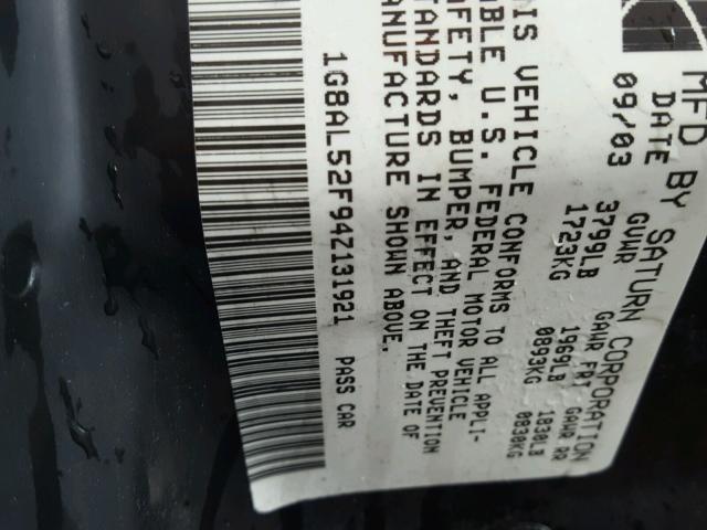 1G8AL52F94Z131921 - 2004 SATURN ION LEVEL SILVER photo 10