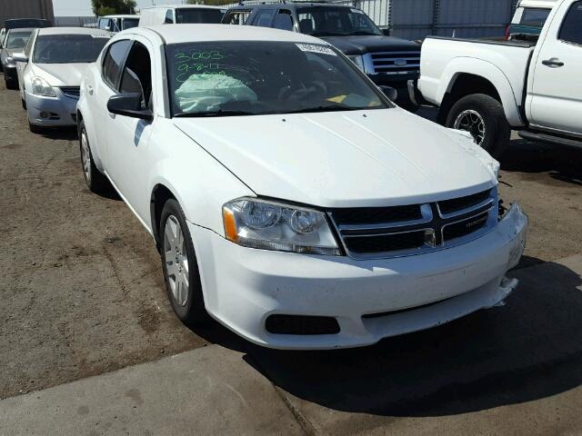 1C3CDZABXEN216619 - 2014 DODGE AVENGER SE WHITE photo 1