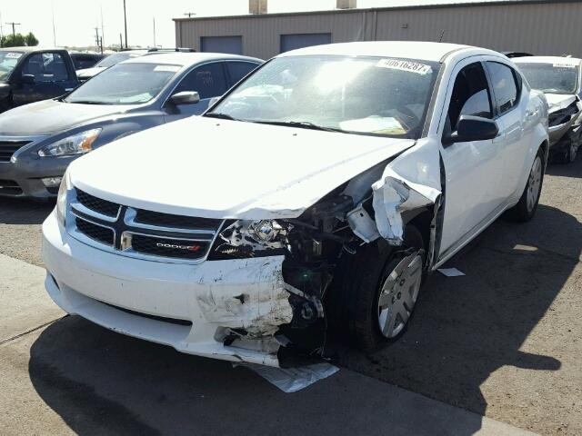 1C3CDZABXEN216619 - 2014 DODGE AVENGER SE WHITE photo 2