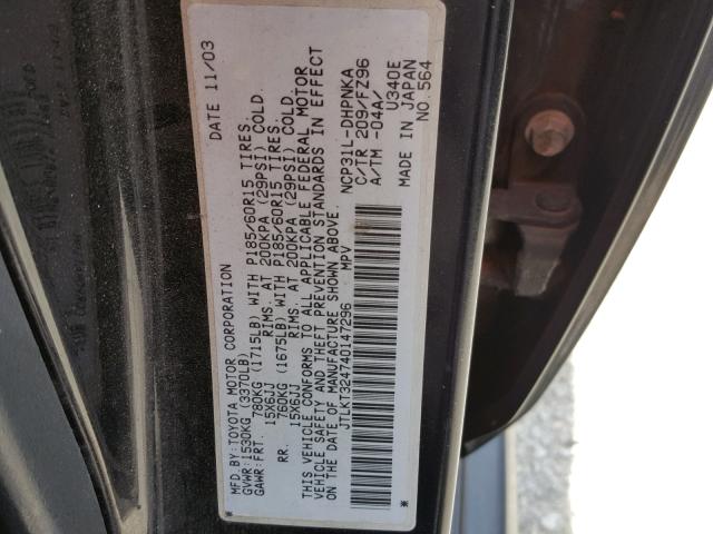 JTLKT324740147296 - 2004 TOYOTA SCION XB Schwarz Foto 10