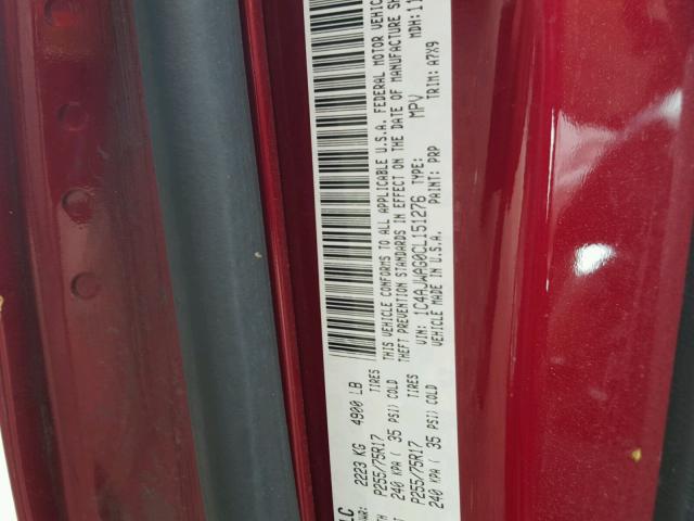 1C4AJWAG0CL151276 - 2012 JEEP WRANGLER S BURGUNDY photo 10