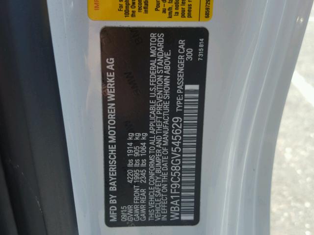 WBA1F9C58GV545629 - 2016 BMW 228 I WHITE photo 10