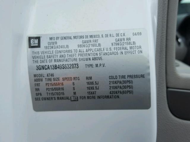 3GNCA13B49S632073 - 2009 CHEVROLET HHR LS თეთრი ფოტო 10