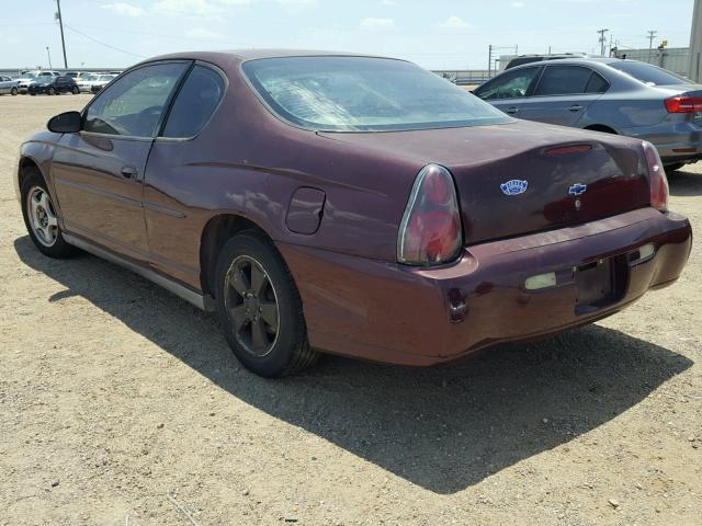 2G1WW12E649292278 - 2004 CHEVROLET MONTE CARL მუქწითელი ფოტო 3