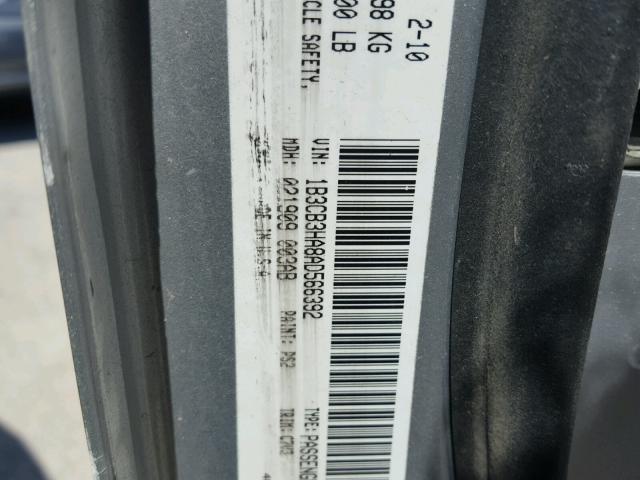 1B3CB3HA8AD566392 - 2010 DODGE CALIBER MA SILVER photo 10