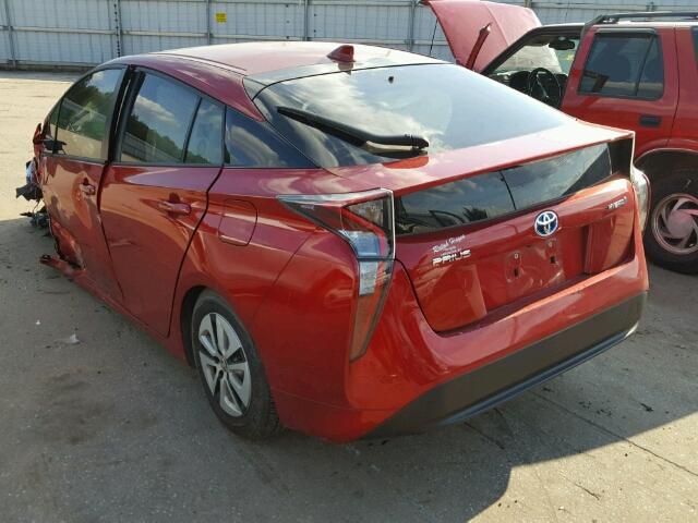 JTDKARFU4G3502331 - 2016 TOYOTA PRIUS RED photo 3