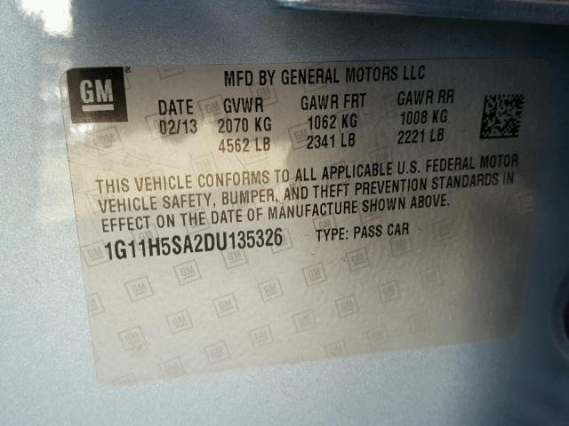 1G11H5SA2DU135326 - 2013 CHEVROLET MALIBU LTZ 蓝色 照片 10