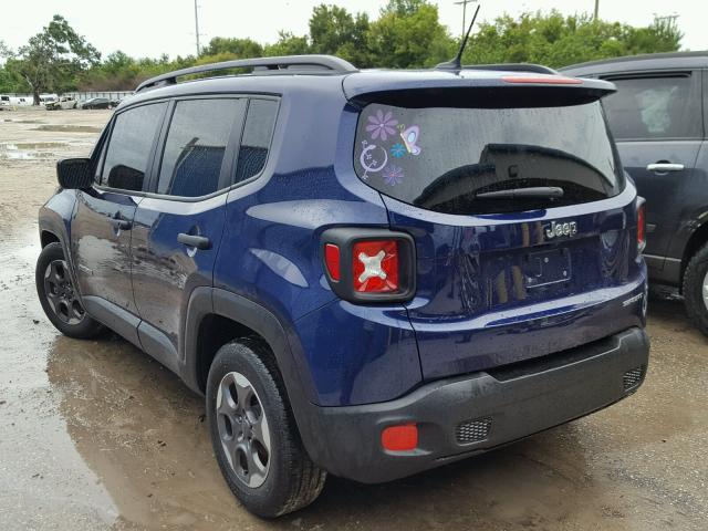 ZACCJAAB0HPF43273 - 2017 JEEP RENEGADE S BLUE photo 3