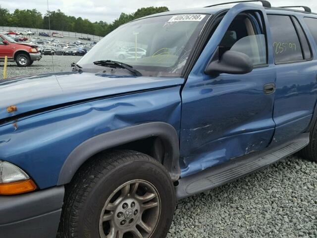 1D4HR38N43F561431 - 2003 DODGE DURANGO SP BLUE photo 9