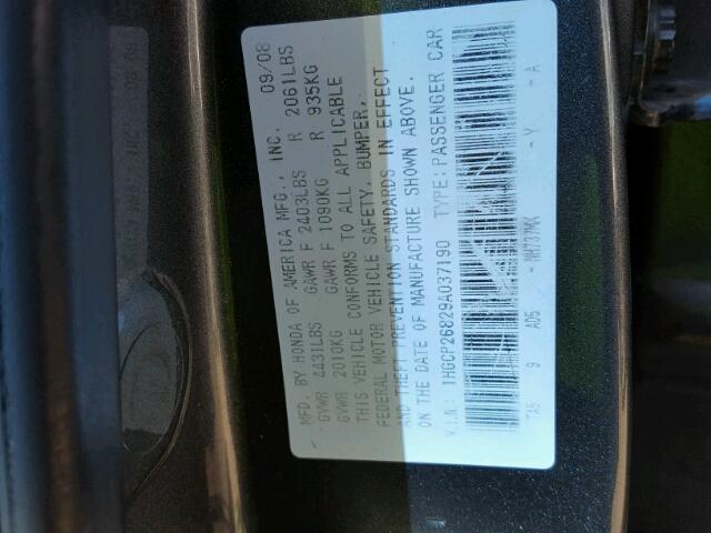 1HGCP26829A037190 - 2009 HONDA ACCORD EXL BLUE photo 10