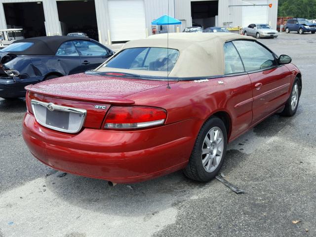 1C3EL75R44N373603 - 2004 CHRYSLER SEBRING GT RED photo 4