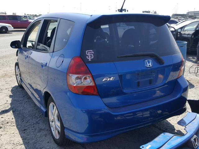JHMGD38687S006199 - 2007 HONDA FIT S 蓝色 照片 3