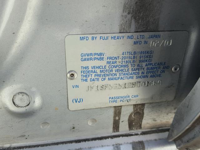 JF1SF65612H701969 - 2002 SUBARU FORESTER S 银色 照片 10