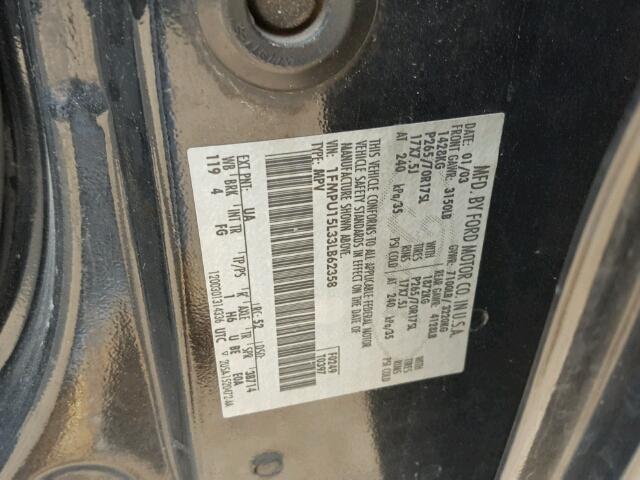 1FMPU15L33LB62358 - 2003 FORD EXPEDITION BLACK photo 10