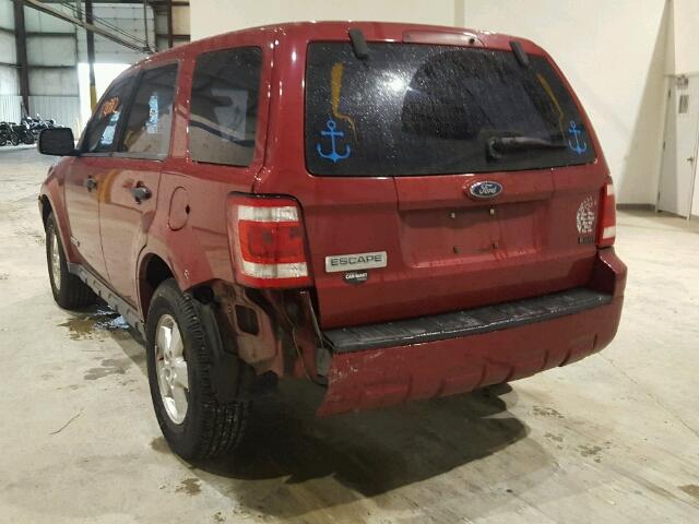 1FMCU02Z48KE62778 - 2008 FORD ESCAPE MAROON photo 3