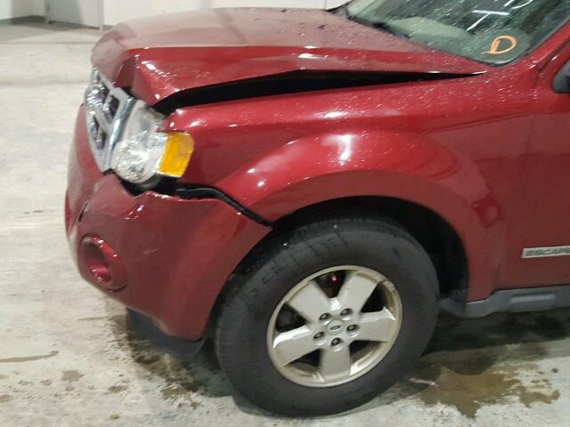 1FMCU02Z48KE62778 - 2008 FORD ESCAPE MAROON photo 9