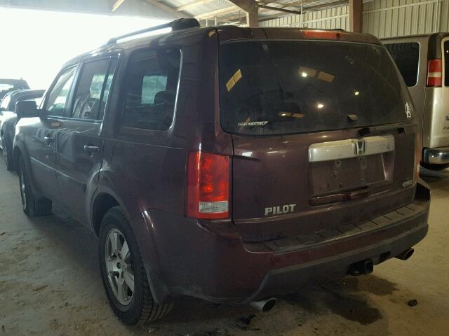 5FNYF4H67AB003529 - 2010 HONDA PILOT BURGUNDY photo 3