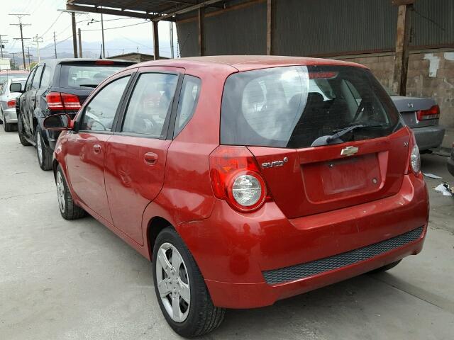 KL1TG66E39B362444 - 2009 CHEVROLET AVEO LT RED photo 3