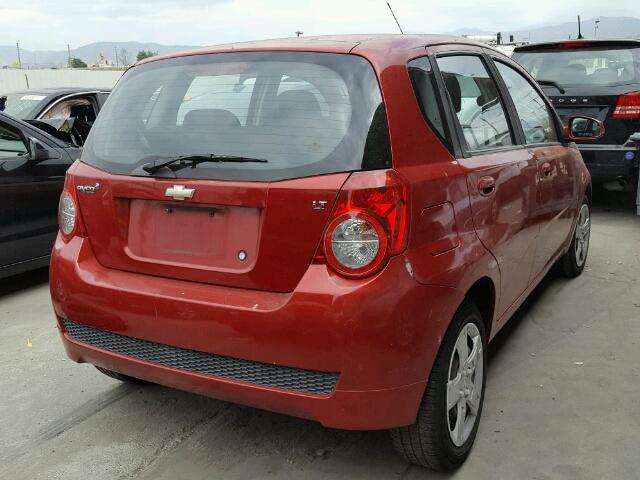 KL1TG66E39B362444 - 2009 CHEVROLET AVEO LT RED photo 4