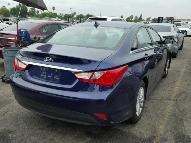 5NPEB4AC2EH904460 - 2014 HYUNDAI SONATA GLS BLUE photo 4